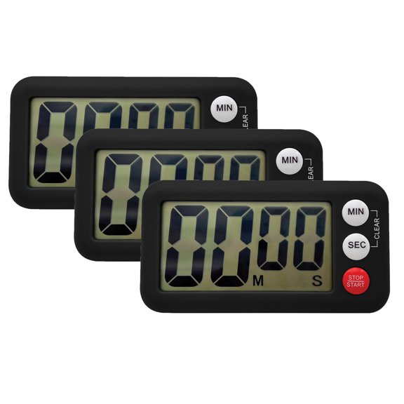 Teacher Created Resources Magnetic Digital Classroom Timer, Black, Pack of 3