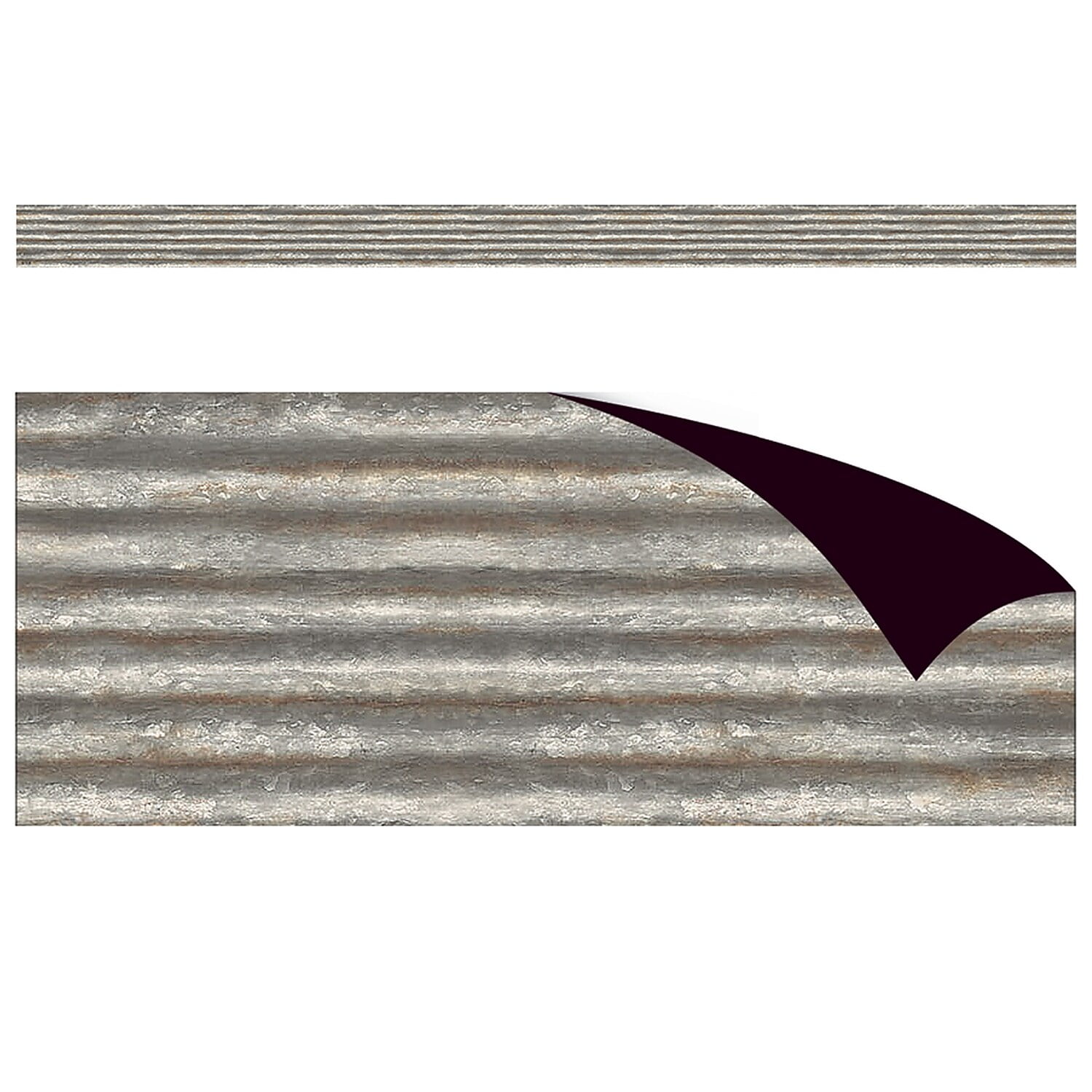 Corrugated Metal Magnetic Border Trim, 1.5" x 24' Gray