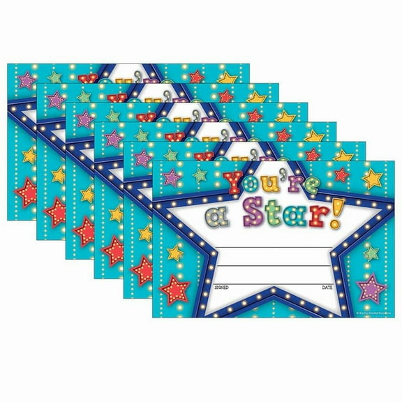 Teacher Created Resources Marquee You're a Star Awards, 25 Per Pack, 6 Packs