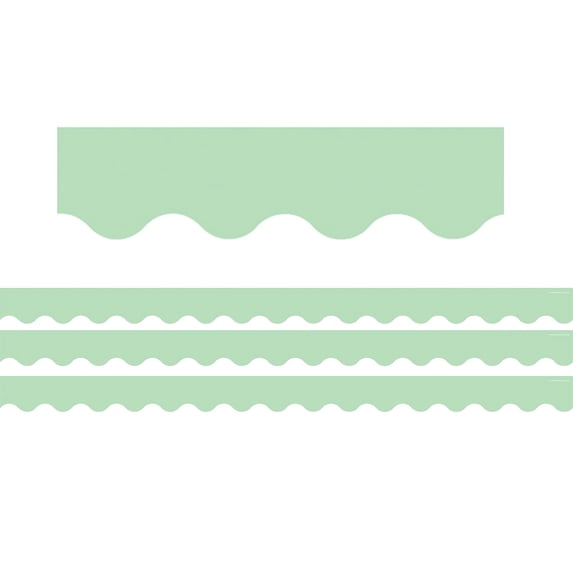 Teacher Created Resources Mint Green Scalloped Rolled Border Trim, 50 Feet Per Roll, 3 Rolls