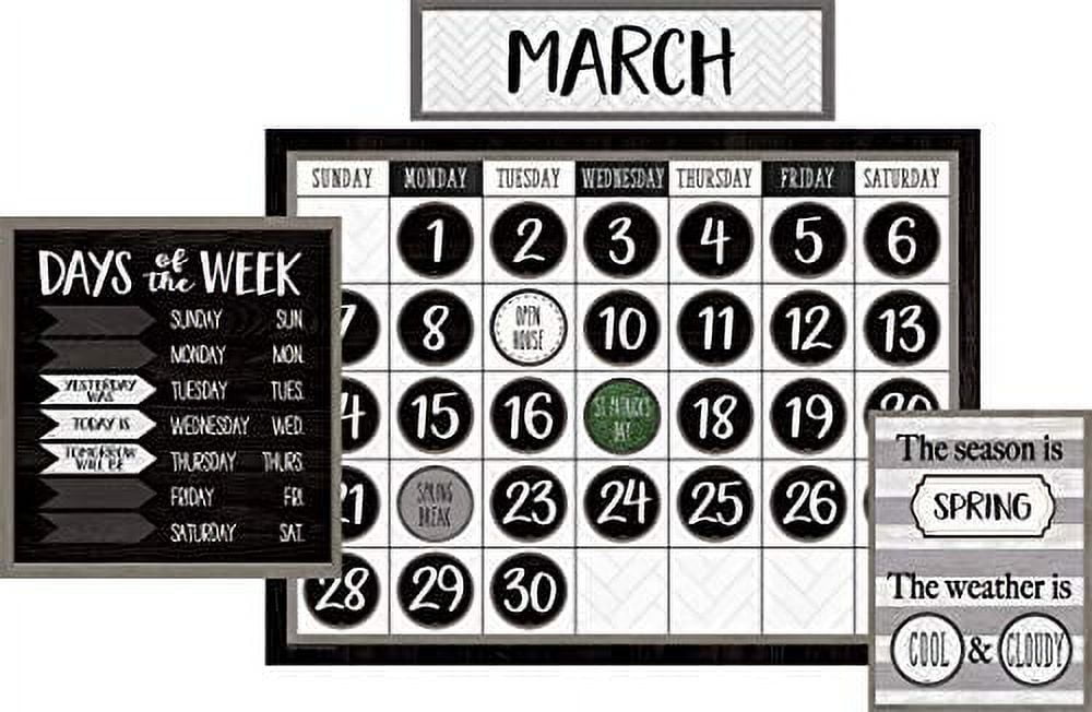 Modern Farmhouse Multicolored Paper Calendar Bulletin Board Set