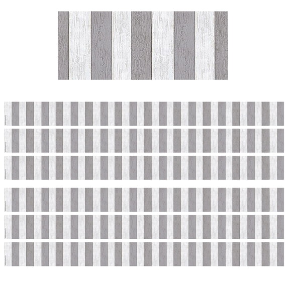 Teacher Created Resources Modern Farmhouse Gray Stripes Straight Border Trim, 35 Feet, 6 Packs