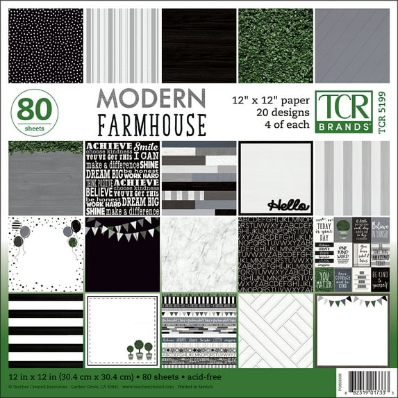 Teacher Created Resources Modern Farmhouse Project Paper, 12" x 12", 80 Sheets