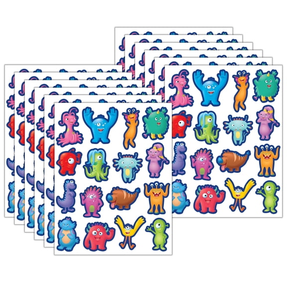 Teacher Created Resources Monsters Stickers, 96 Per Pack, 12 Packs