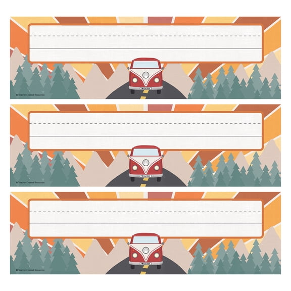 Teacher Created Resources Moving Mountains Road Trip Flat Name Plates, 36 Per Pack, 3 Packs