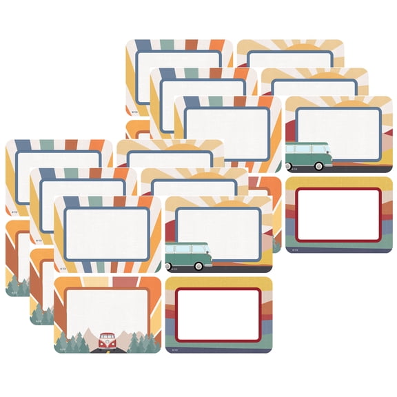 Teacher Created Resources Moving Mountains Road Trip Name Tags/Labels, Multi-Pack, 3-1/2" x 2-1/2", 36 Per Pack, 6 Packs