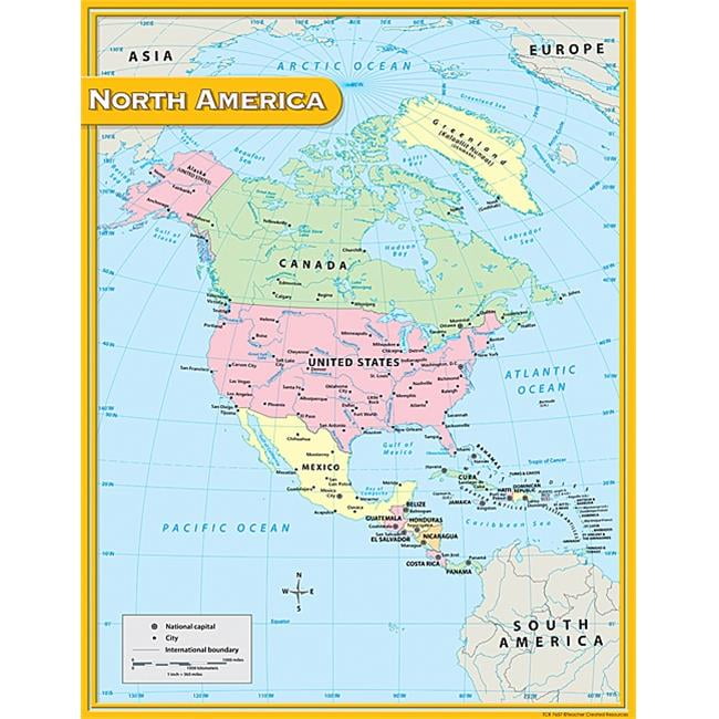 Educational North America Map Poster in Multicolor