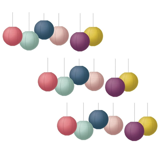 Teacher Created Resources Oh Happy Day Multi-color Back-To-School 8" Round Shaped Paper Party Lanterns, 18 Count