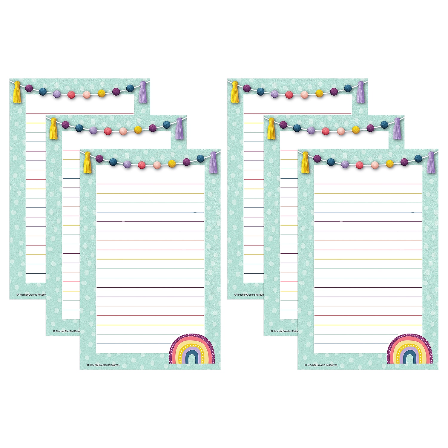 Teacher Created Resources Oh Happy Day Notepad 5.25" x 8.25" 50 Sheets Per Pack Pack of 6