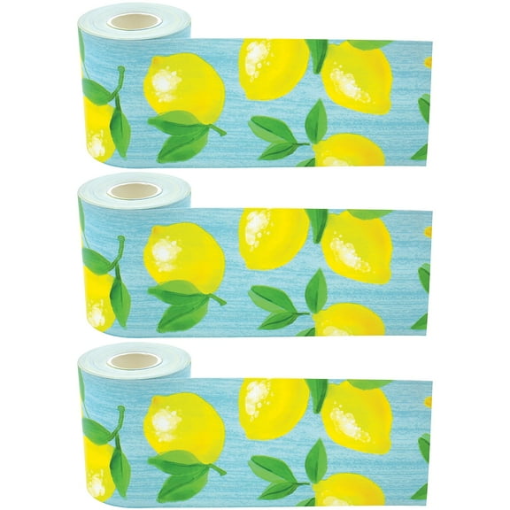 Teacher Created Resources Paper Lemon Zest Straight Rolled Classroom Border, 3 Rolls