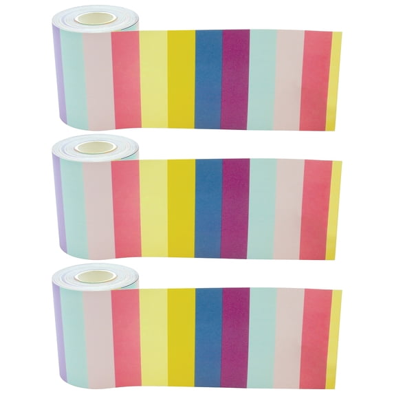 Teacher Created Resources Paper Oh Happy Day Stripes Straight Rolled Classroom Border, 3 Rolls