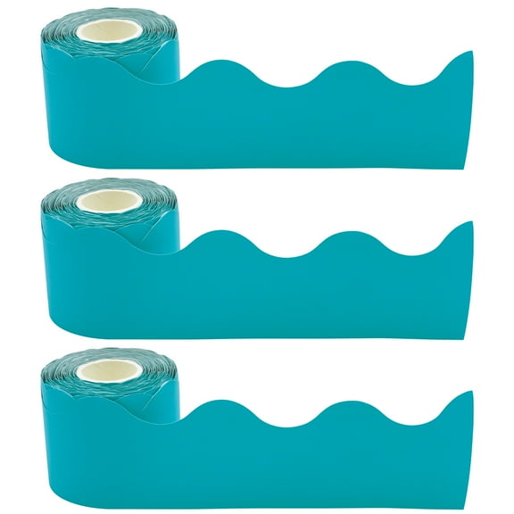 Teacher Created Resources Paper Teal Scalloped Rolled Classroom Border, 3 Rolls