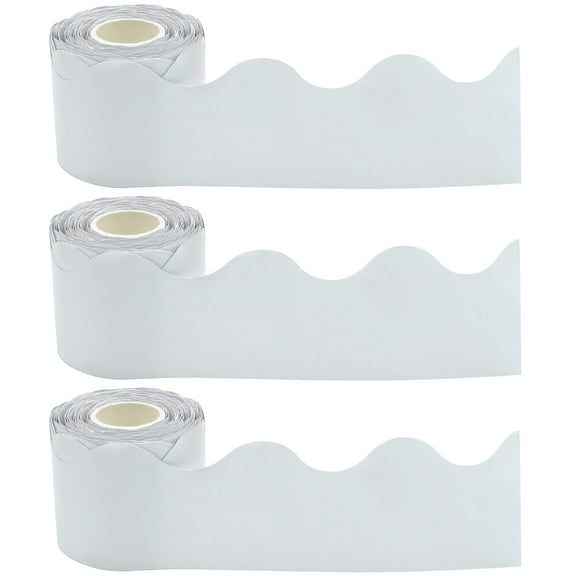 Teacher Created Resources Paper White Scalloped Rolled Classroom Border, 50 Feet Per Roll, 3 Rolls