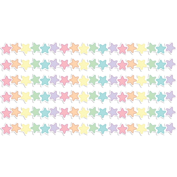 Teacher Created Resources Pastel Pop Stars Die-Cut Border Trim, 35 Feet Per Pack, 6 Packs