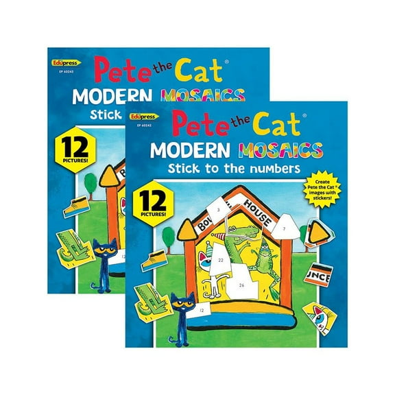 Teacher Created Resources Pete The Cat Modern Mosaics Stick to the Numbers Activity Book, Pack of 2