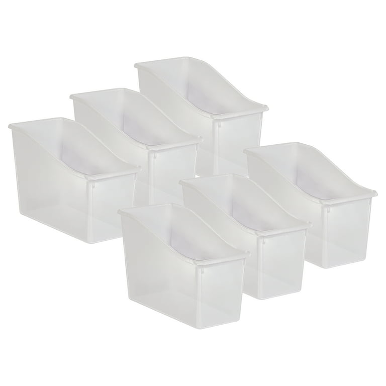 Teacher Created Resources Small Plastic Storage Bin, Clear, Pack of 6