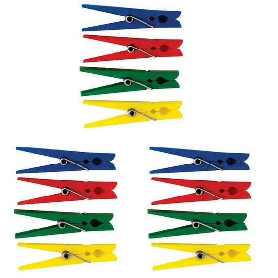 Teacher Created Resources® Plastic Colored Clothespins Clips for Hanging & Crafts (40/Pack, 3 Packs)