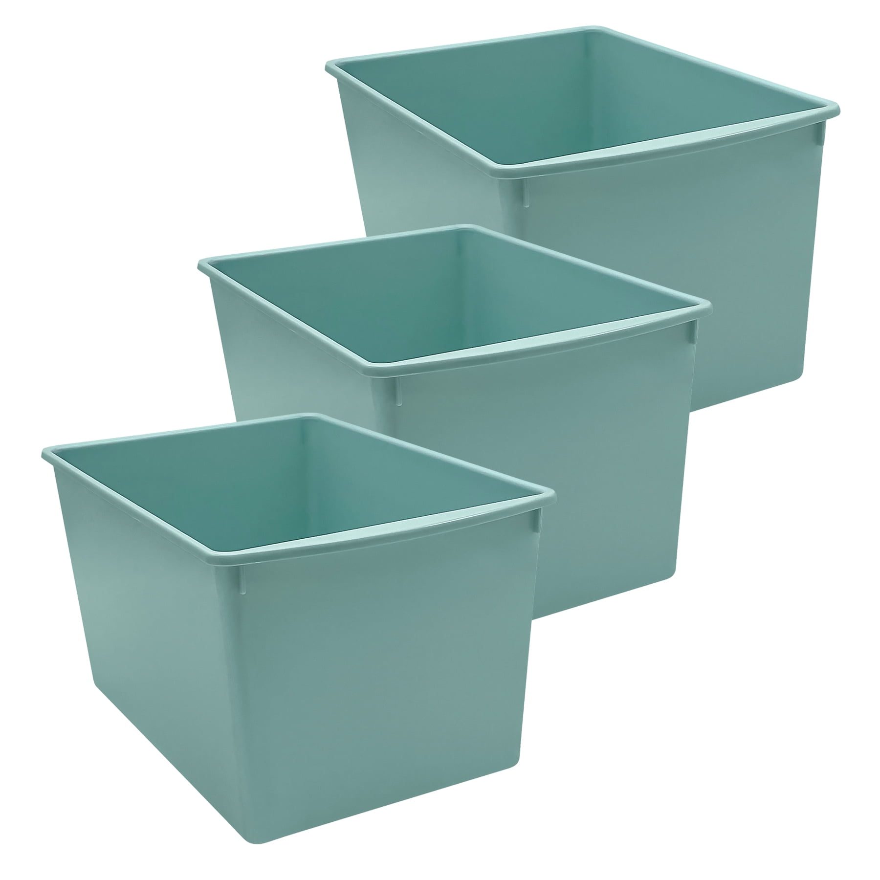 Teacher Created Resources Plastic Multi-Purpose Bin, Calming Blue, Pack of 3