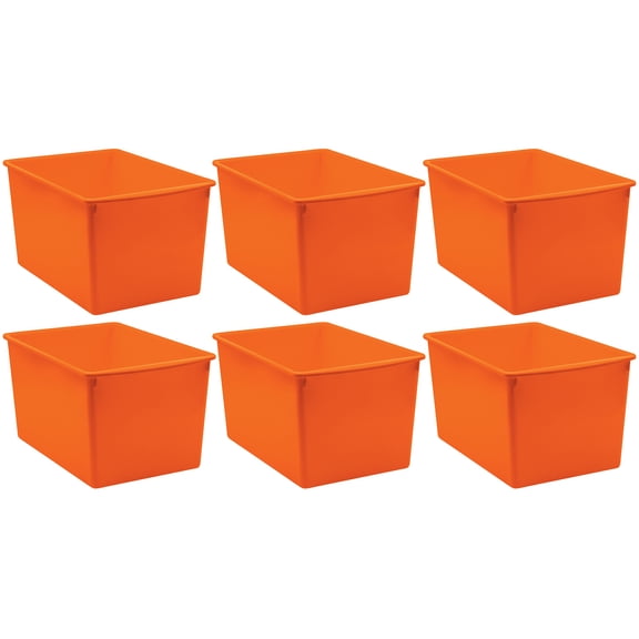 Teacher Created Resources Plastic Multi-Purpose Storage Bin, Orange, 6 Count