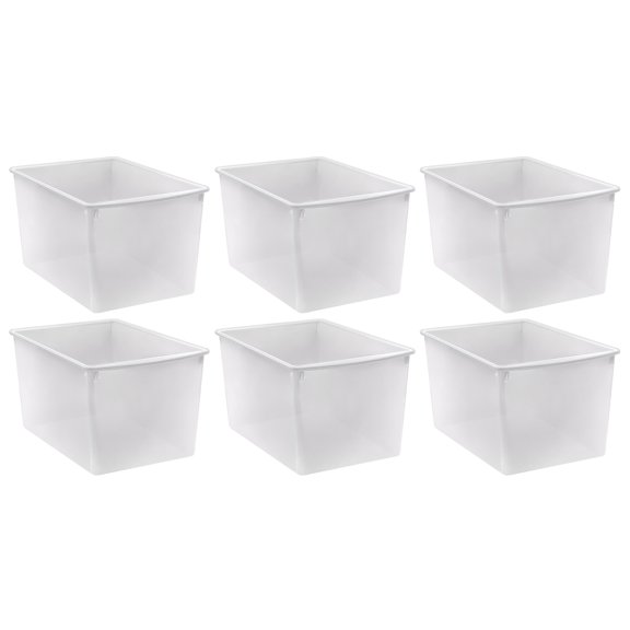 Teacher Created Resources® Plastic Multi-Purpose Storage Bin, Clear, 6 Count