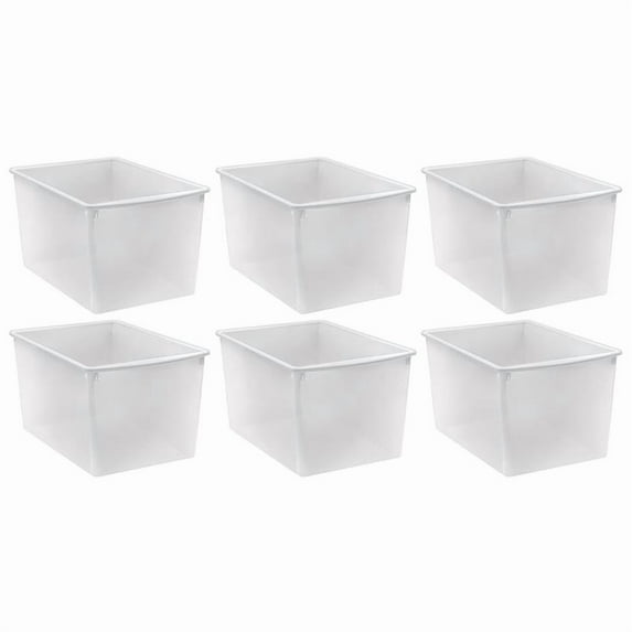 Teacher Created Resources® Plastic Multi-Purpose Storage Bin, Clear, 6 Count
