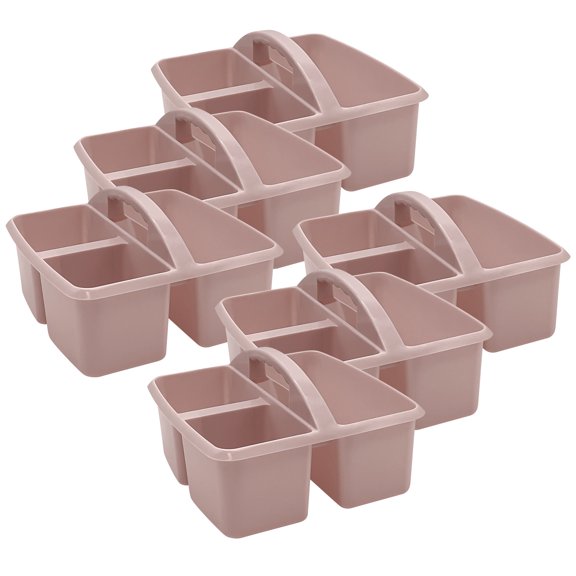Teacher Created Resources Plastic Storage Caddy, Light Mauve, Pack of 6