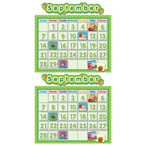 Teacher Created Resources Polka Dot School Calendar Bulletin Board Set ...