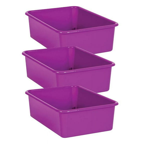Teacher Created Resources Purple Large Plastic Storage Bin, Pack of 3