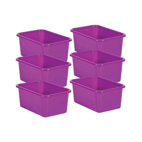 Teacher Created Resources Purple Small Plastic Storage Bin, Pack of 6