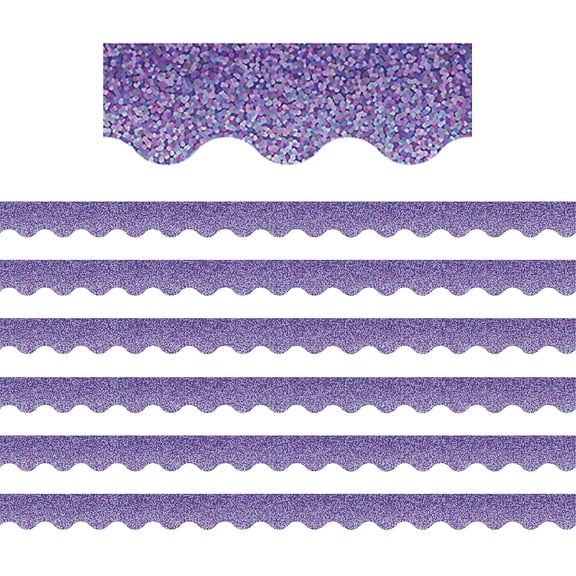 Teacher Created Resources Purple Sparkle Scalloped Border Trim, 35 Feet Per Pack, 6 Packs