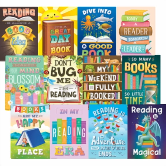 Teacher Created Resources Reading Is Fun Small Poster Pack, 12 Posters