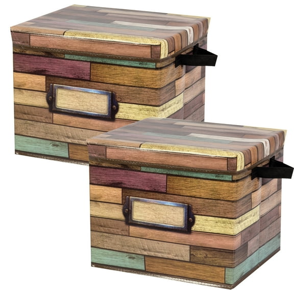 Teacher Created Resources Reclaimed Wood Design Storage Box, Pack of 2