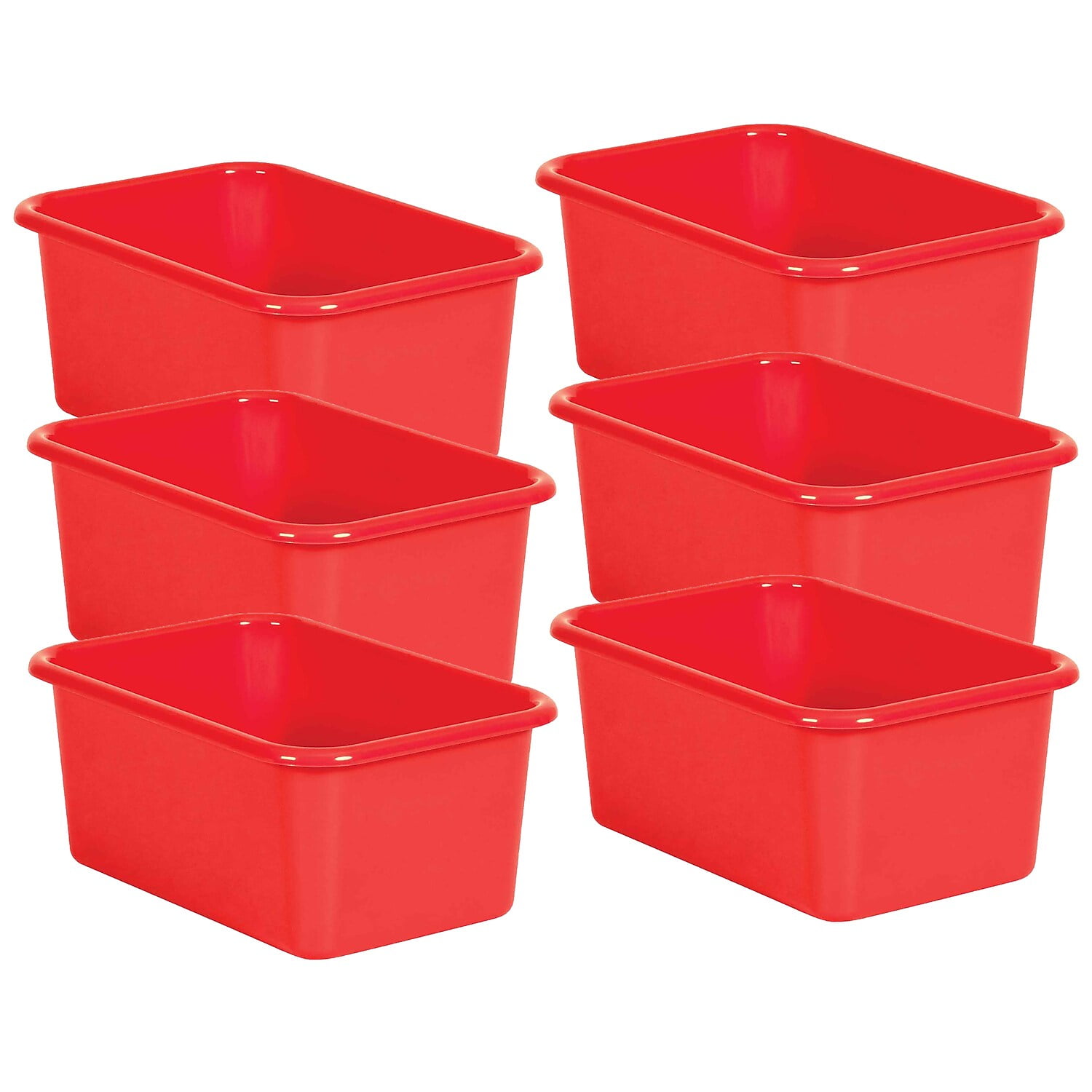 Teacher Created Resources Red Small Plastic Storage Bin, Pack of 6
