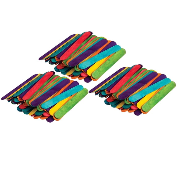 Teacher Created Resources STEM Basics: Multicolor Jumbo Craft Sticks, 200 Per Pack, 3 Packs