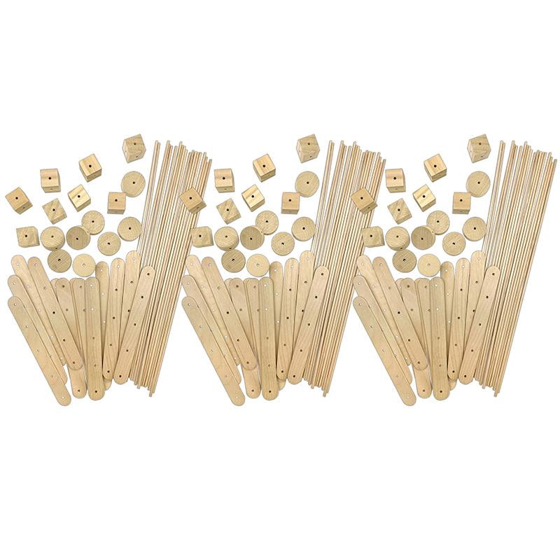 Teacher Created Resources STEM Basics: Wood Construction Kit - 66 Per Pack, 3 Packs