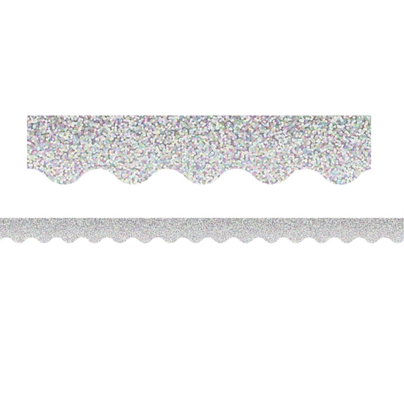 Teacher Created Resources Silver Sparkle Scalloped Bulletin Board Decorations, Silver, 12 Pack