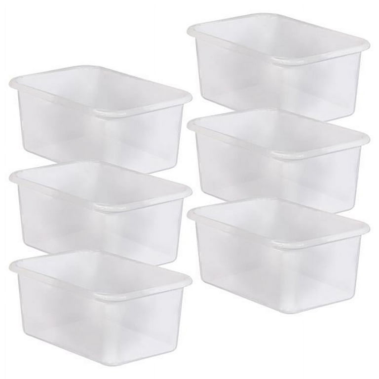 Teacher Created Resources Small Plastic Storage Bin, Clear, Pack of 6