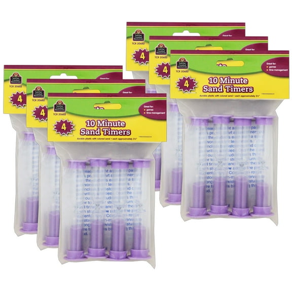 Teacher Created Resources Small Sand Timer, 10 Minute, Purple, 4 Per Pack, 6 Packs
