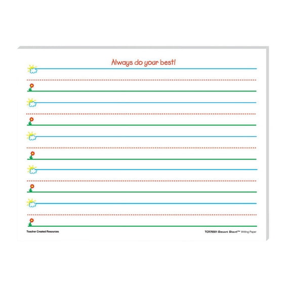 Teacher Created Resources® Smart Start K-1 Writing Filler Paper, 11" x 8 1/2", 100 Sheets (200 Pages), Pack Of 4