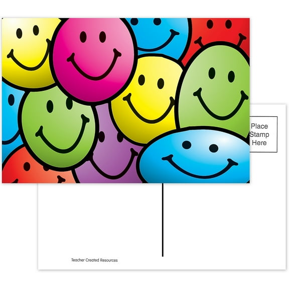 Teacher Created Resources Smiley Faces Smooth Personal Postcards Multicolor 30/Pack TCR1965