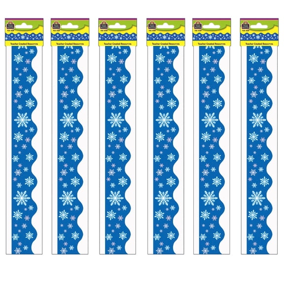 Teacher Created Resources Snowflakes Border Trim, 72 Strips (210')
