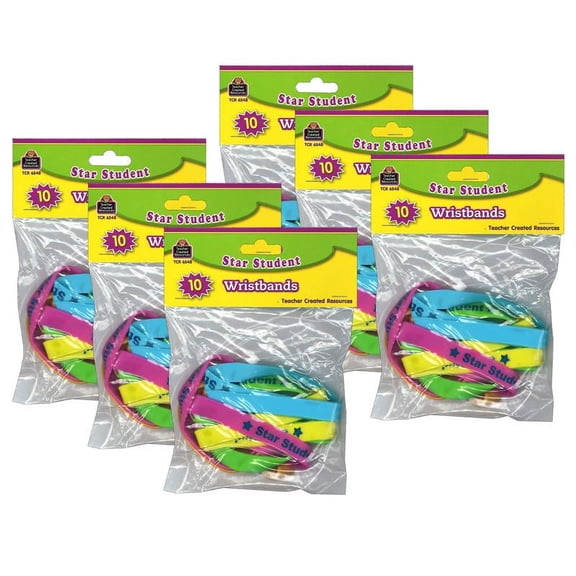 Teacher Created Resources Star Student Wristbands 10 Per Pack 6 Packs (TCR6548-6)