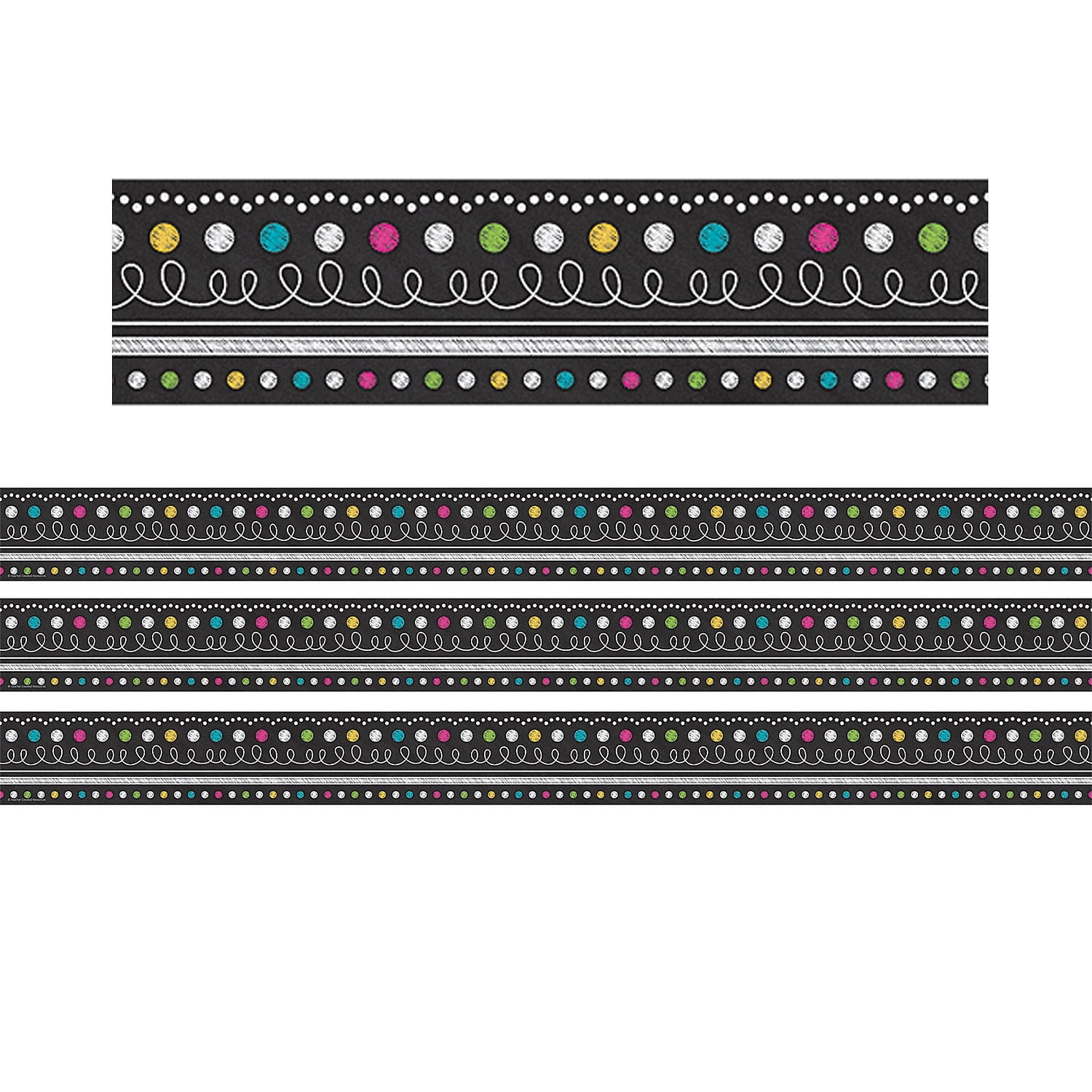 Teacher Created Resources Straight Rolled Border Trim - Chalkboard Brights - 3 Teacher Created Resources Straight Rolled Border Trim - Chalkboard Brights - 3