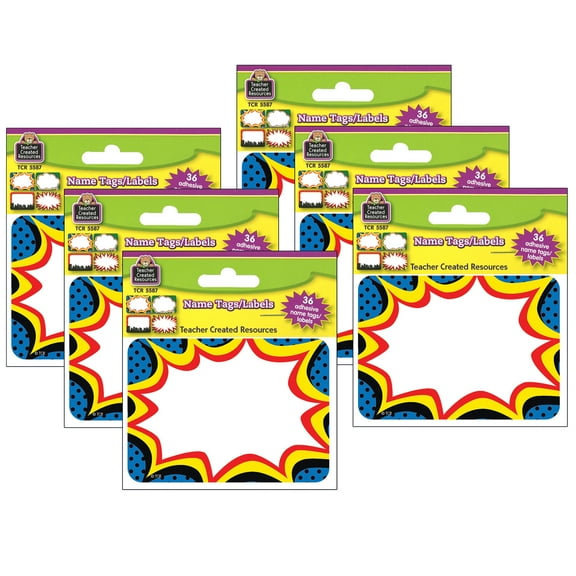 Teacher Created Resources Superhero Name Tags/Labels, 36 Per Pack, 6 Packs