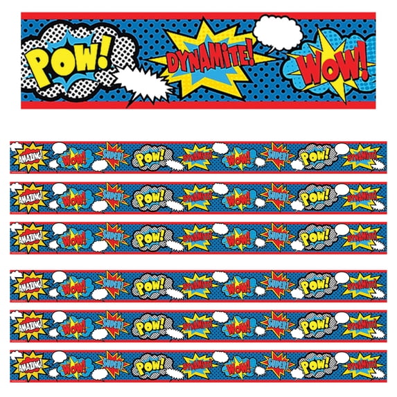 Teacher Created Resources Superhero Straight Border Trim, 35 Feet Per Pack, 6 Packs