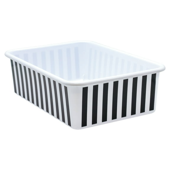 Teacher Created Resources Black and White Stripes Large Plastic Storage Bin