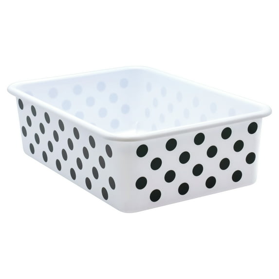 Teacher Created Resources Black Polka Dots on White Large Plastic Storage Bin