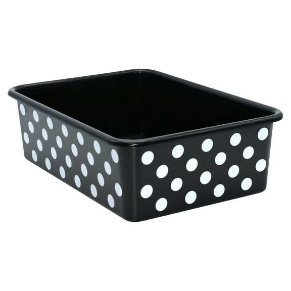 Teacher Created Resources White Polka Dots on Black Large Plastic Storage Bin