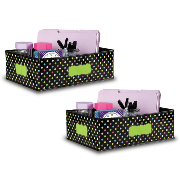 Teacher Created Resources Chalkboard Brights Storage Bin, 16" x 11" x 5", Pack of 2