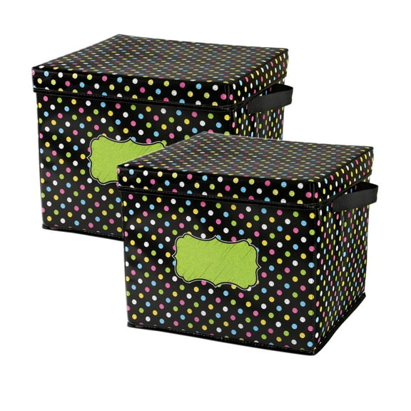 Teacher Created Resources Chalkboard Brights Storage Box with Lid, Pack of 2